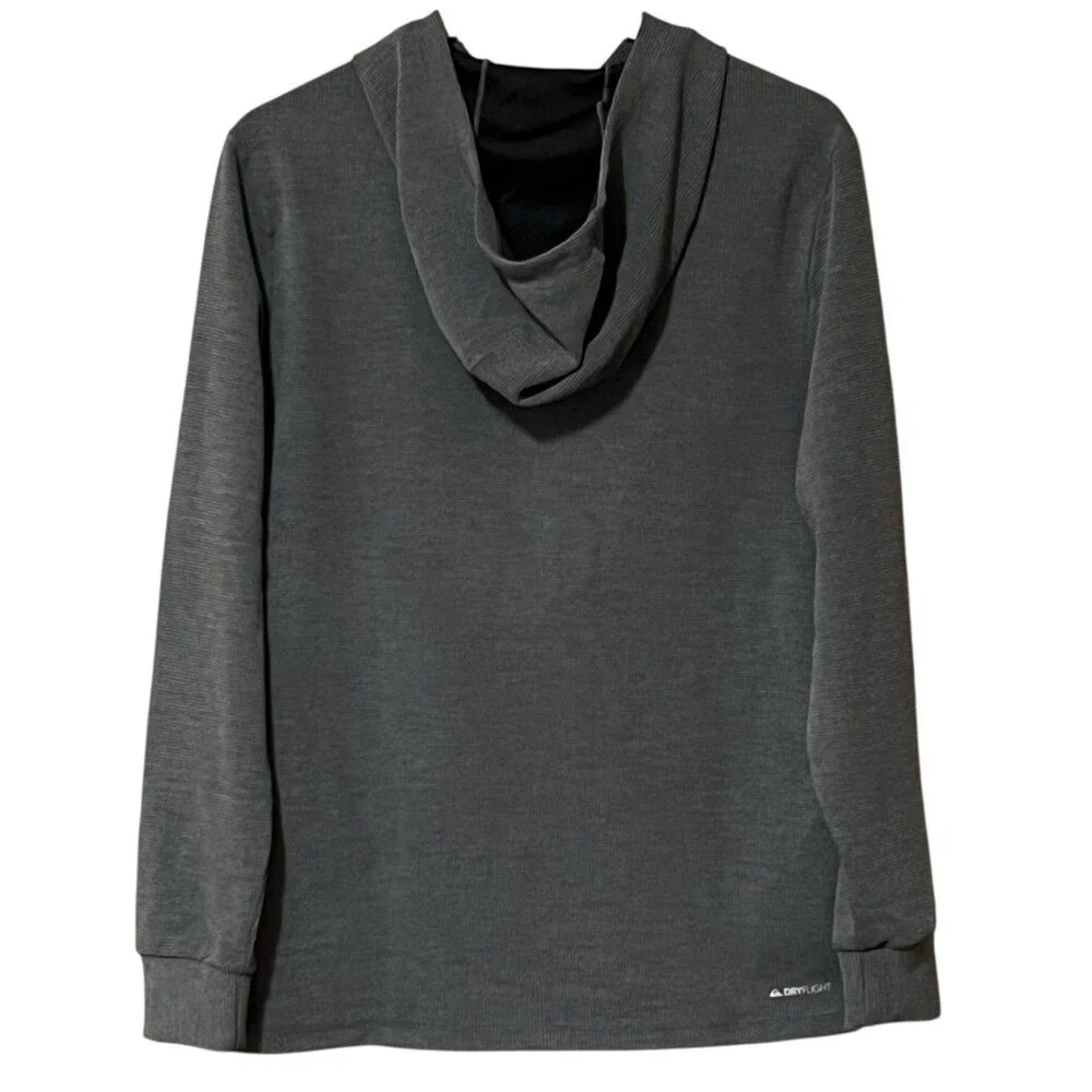 Quiksilver Men’s Gray Waffle Knit Hoodie Pullover 4-Way Stretch S NWT